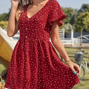 SHEIN Flowy Red Dress